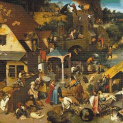 pdf counted vintage cross stitch pattern | flemish proverbs | peter brueghel the elder 1559 | 3 sizes