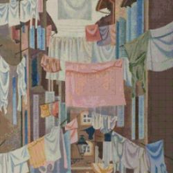 pdf counted vintage cross stitch pattern | rue fontaine de caylus, marseilles, france | edward wadsworth 1924 | 4 sizes