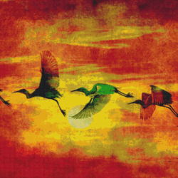 PDF Counted Vintage Cross Stitch Pattern | Birds at Sunset | 5 Sizes
