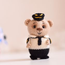 pilot aircraft commander gift ideas, pilot toy gift, retirement pilot toy gift for him, bear car charm