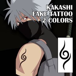 Kakashi Hatake fake tattoo Naruto anime manga Temporary red sticker tats Japanese kawaii gift Otaku weeb Cosplay design