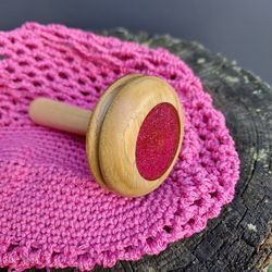 Pink wooden darning mushroom, egg, loom. Useful sewing gift for mom or grandma