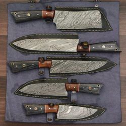 hand-forged damascus steel kitchen knife set (5-piece) - razor sharp