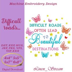 Difficult roads Machine embroidery design in eight formats and four sizes