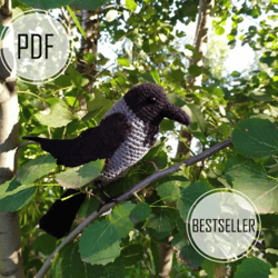 Crochet crow pdf, Crochet bird, Bird crochet pattern, Crow pattern, Crow gift, Crochet raven, Raven pattern,
