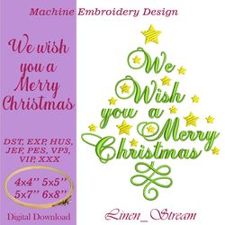 We wish you a Merry Christmas Machine embroidery design in eight formats and four sizes