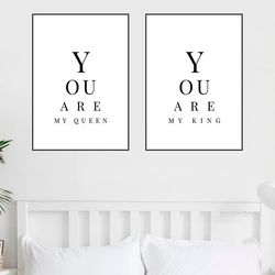 bedroom print set queen king print poster couples bedroom art bedroom quote print bedroom decor wedding gift couple prin