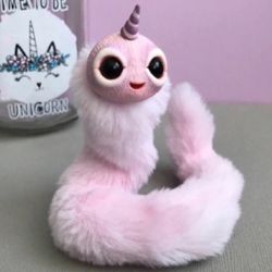 Kawaii art toy caterpillar Pink creature doll Fantasy animal miniature sculpture worm