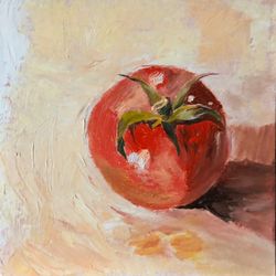 original oil painting still life red tomato mini wall art