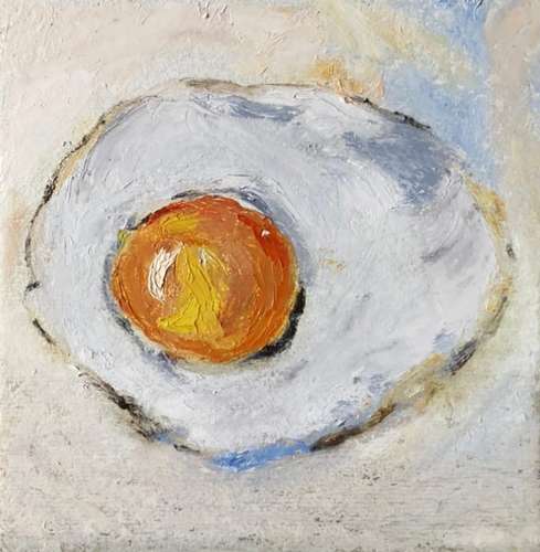 Original oil painting egg food still life