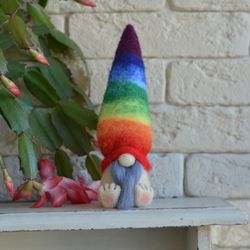 Rainbow gnome/Needle felted gnome/Friend gnome/Rainbow gift