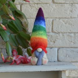 rainbow gnome/needle felted gnome/friend gnome/rainbow gift
