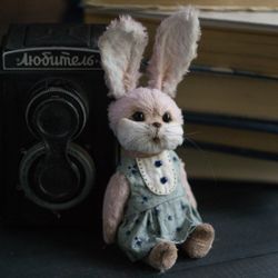Teddy bunny Alice Handmade teddy bunny Collectible teddy collectible toy Handmade toy Stuffed bunny