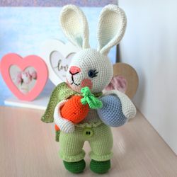 Easter bunny crochet pattern PDF in English Rabbit toy amigurumi Hare carrot egg