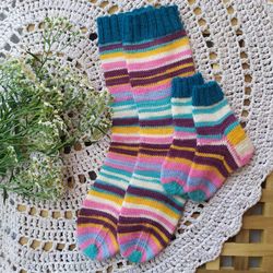 Set of handmade knitted socks