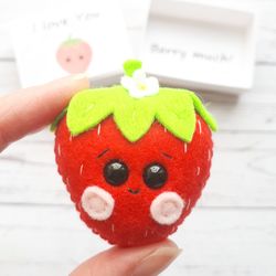 Kawaii strawberry, Pocket hug, Sending love, Long distance gift, Valentines day gift, 21st birthday gift for her