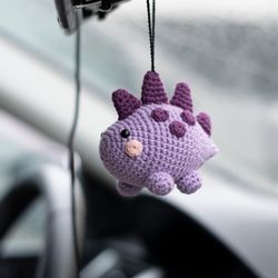 Dinosaur car accessories for women, rear view mirror charm, cute car pendant, stegosaurus toy, gift dinosaur lovers