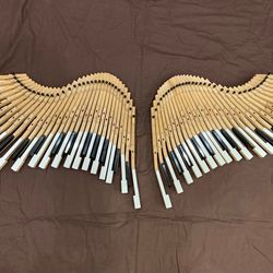 Angel Wings made from old piano keys on a hidden wooden base