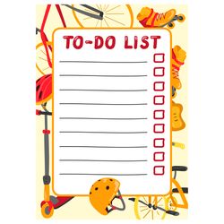 Template for notes, to do and buy list. For organizer, planner or schedule. Illustration blank with summer transport