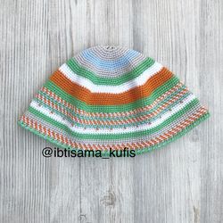 Short cotton docker hippie hats, Crochet yarmulke punk skull caps