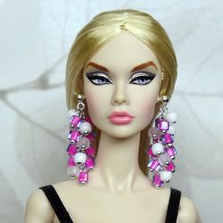 OOAK Pink Pop Earrings for 1/6 dolls ~ Poppy Parker ~ Fashion Royalty Barbie