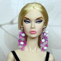 ooak pink pop earrings for 1/6 dolls ~ poppy parker ~ fashion royalty barbie