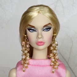OOAK Gold Pearl Earrings for 1/6 dolls ~ Fashion Royalty ~ Poppy Parker ~ Barbie