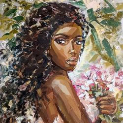 African American Woman Painting Portrait Original Oil Painting African Artwork