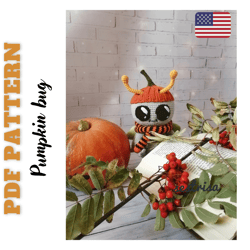 Halloween toy pdf pattern; pumpkin bug crochet tutorial