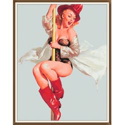 pin up girl / cross stitch / vintage digital pattern pdf / #003