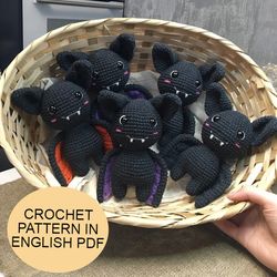 Pattern crochet bat toy PDF in English amigurumi