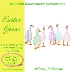 Easter Geese Machine embroidery design in 8 formats and 5 sizes