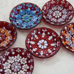Small appetizers fused glass handmade plates for food safe and snack, dessert