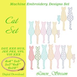 Easter Cat Three machine embroidery designs in 8 formats and 5 sizes