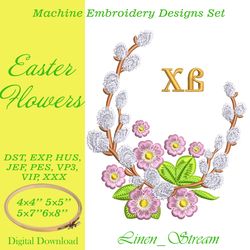 Easter Flowers 2 Machine embroidery design in 8 formats and 4 sizes