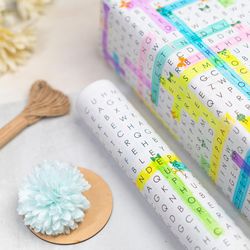 eVincE WordSearch Wrapping Paper Pack of 10 Recyclable Wrapping Sheets for Kids Boy Girl Birthday Wrapping Paper |