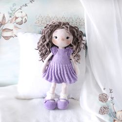 Stuffed Doll in dress, Soft doll for Toddlers girls, Cute companion doll with clothes, Baby Girl Nursery Decor