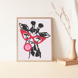 giraffe cross stitch pattern. . digital pdf. cross stitch pattern