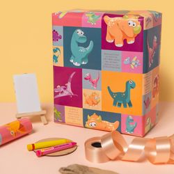 evince wrapping paper pack of 10 | dinosaurs design for kids boys men women girls | 70x50cm sheets with fun and facts