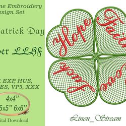 Clover LLHF Machine embroidery design in 7 formats and 3 sizes