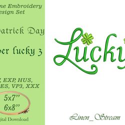 clover lucky machine embroidery design in 7 formats and 2 sizes