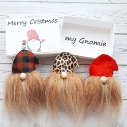 Mini Christmas gnomes, Pocket hug in a box, Funny Christmas card, Christmas gifts for girlfriend, Sending you hugs love