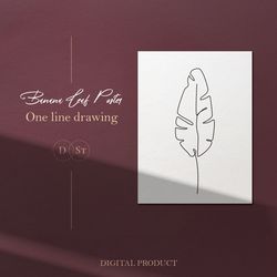 banana leaf poster. digital download. one line drawing. botanical art, botanical poster, botanical wall art