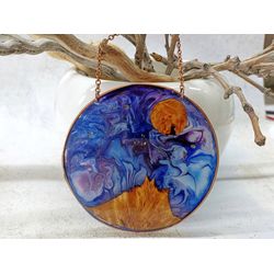 The World. Resin and wood wall hanging Wood wall decor Van Gogh inspired