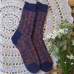 Knitted warm womens handmade socks