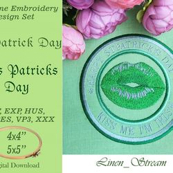 Lips Patrick s day Machine embroidery design in 7 formats and 2 sizes
