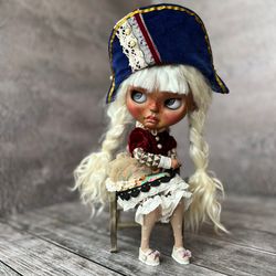 Custom blythe doll little Josephine with sculpting face and natural hair