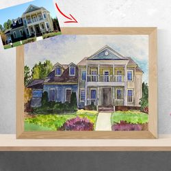 Custom Watercolor House Painting, Home Portrait, Watercolor Home Painting, Hand Painted House Portrait