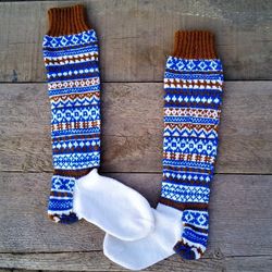 Fair Isle knee high socks, Hand knit colorwork socks, Long socks, Fair Isle Christmas socks, Fair Isle stockings