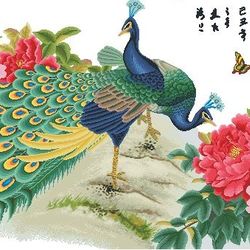 Scheme Cross Stitch Pattern | Peacocks and Peonies | #113